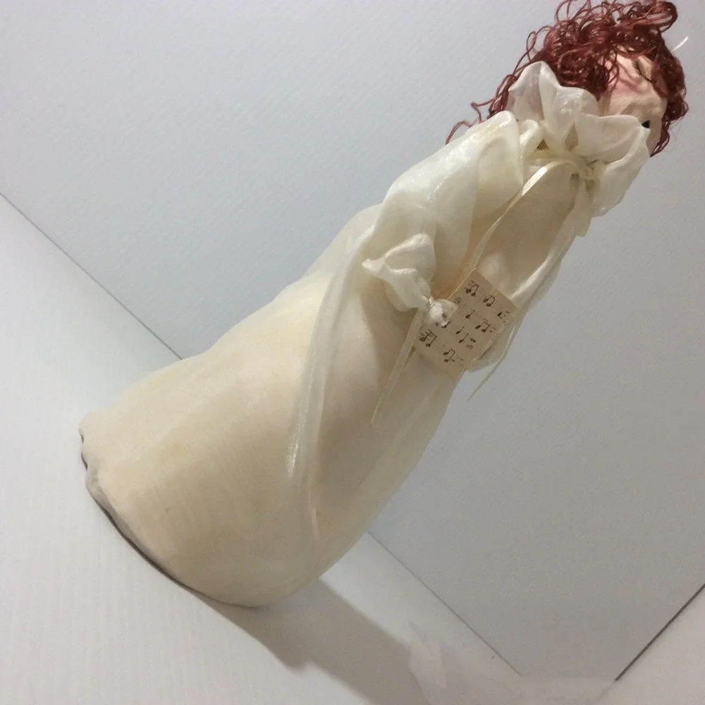 Vintage Standing Singer Choir Paper Mache Head Christmas Tree Topper Red Hair